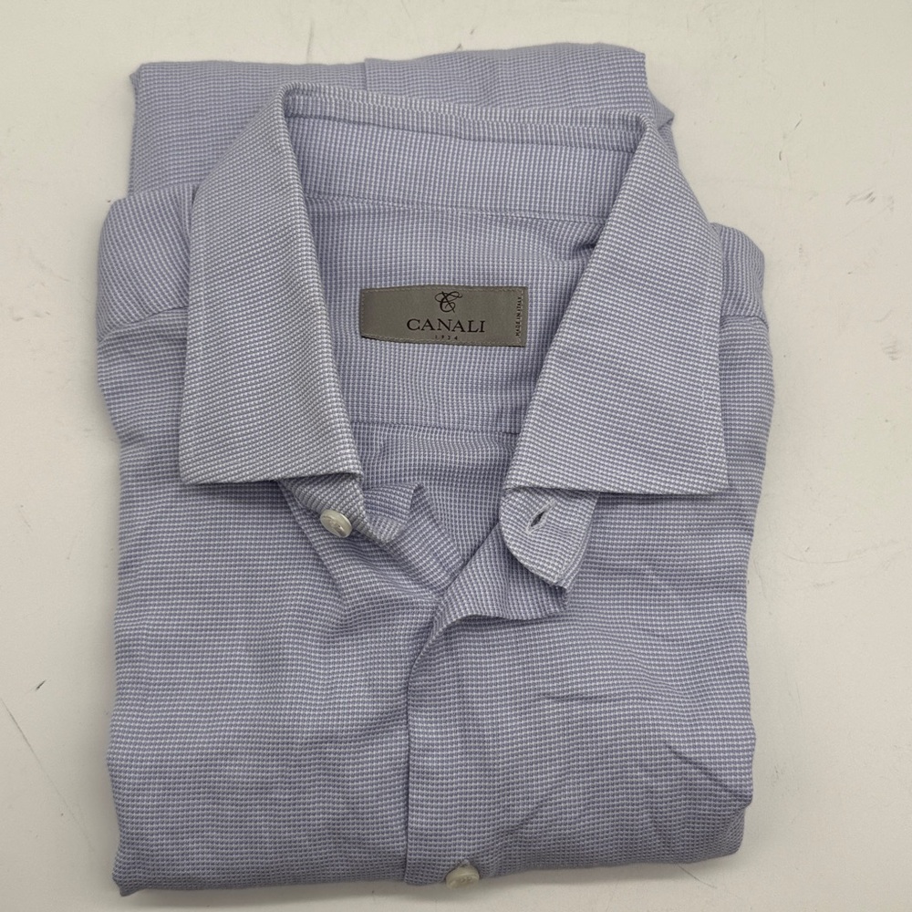 Canali Sky Blue Checkered Shirt
